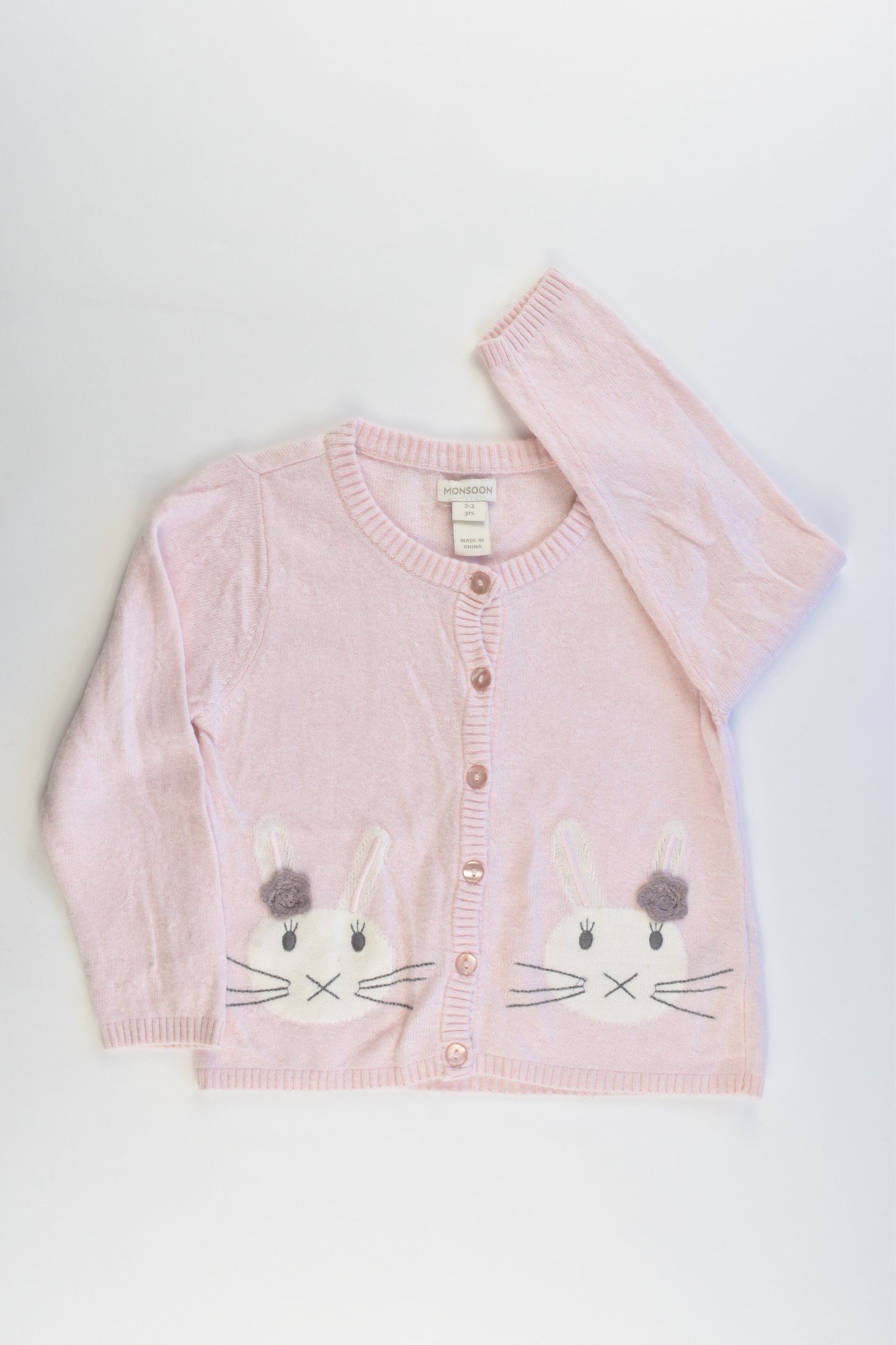 Monsoon Size 2-3 Knitted Cardigan with Bunny Pockets