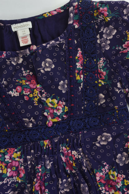 Monsoon Size 7-8 Lined Floral Dress