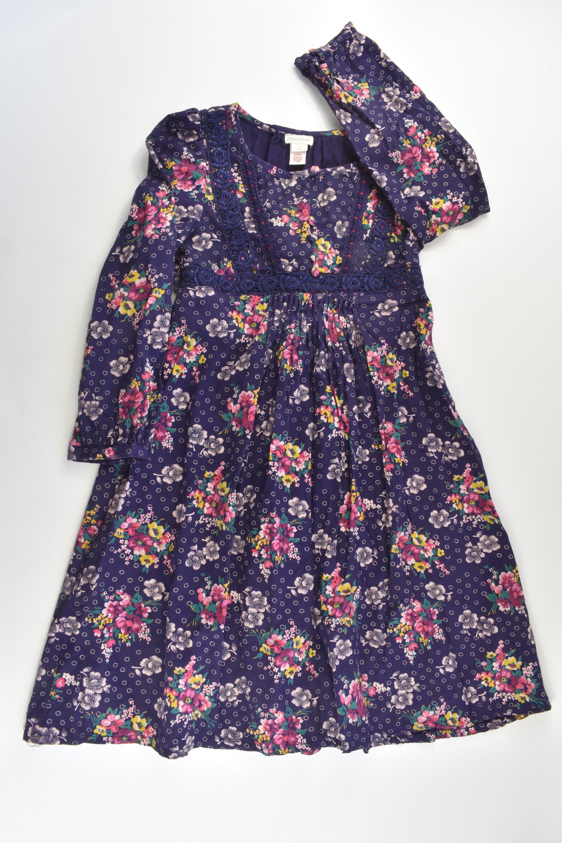 Monsoon Size 7-8 Lined Floral Dress