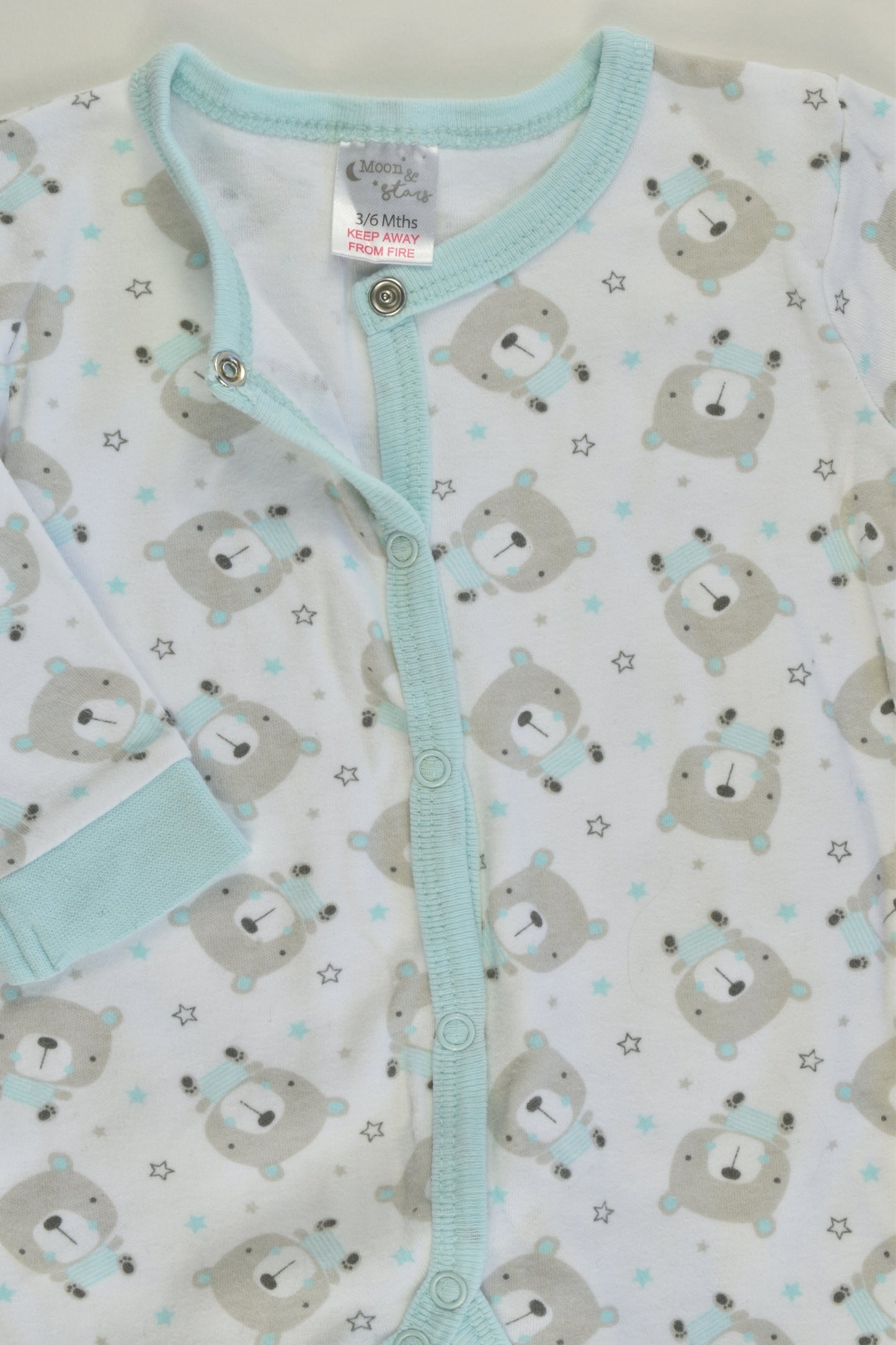 Moon & Stars Size 00 (3/6 months) Bears Footed Romper