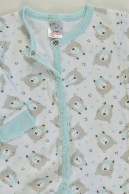 Moon & Stars Size 00 (3/6 months) Bears Footed Romper