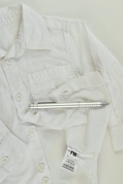 Mothercare Size 0 (9-12 months, 80 cm) White Collared Shirt