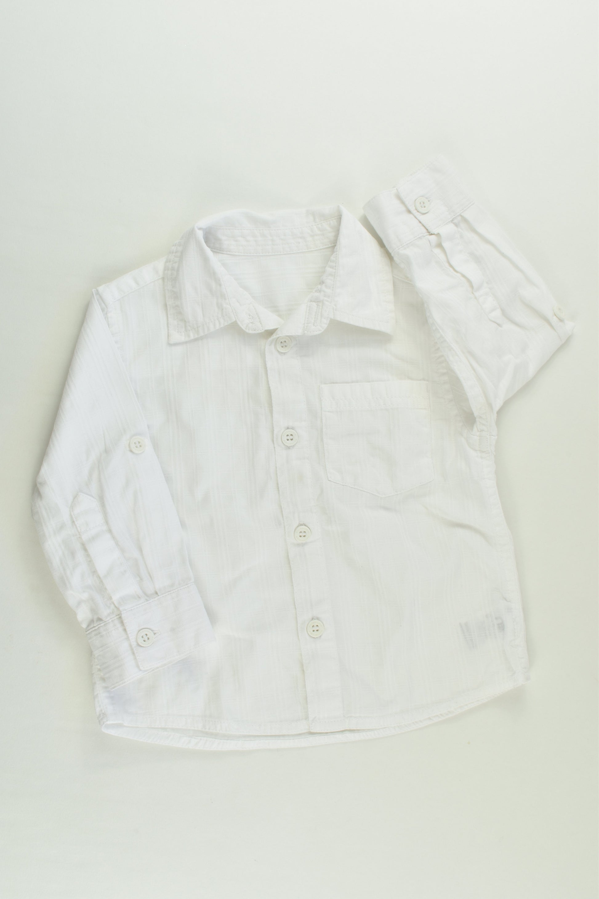 Mothercare Size 0 (9-12 months, 80 cm) White Collared Shirt