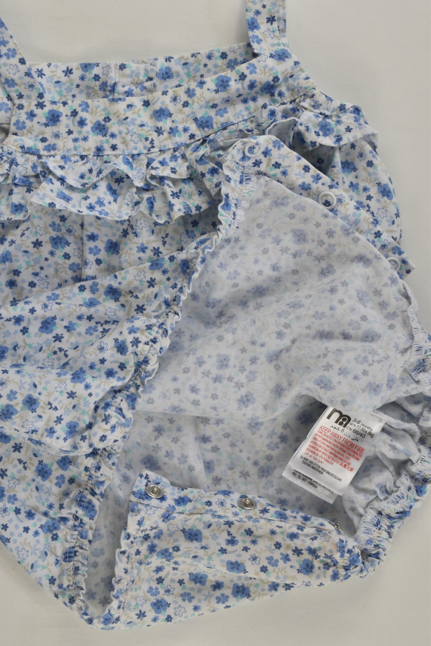 Mothercare Size 00 (3-6 months) Floral Bubble Romper