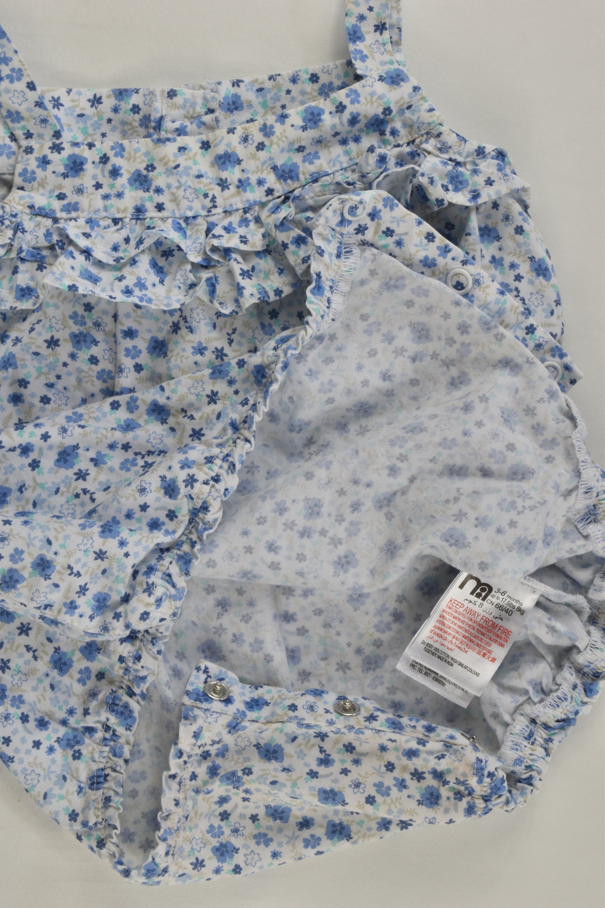 Mothercare Size 00 (3-6 months) Floral Bubble Romper
