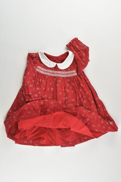Mothercare Size 00 (3-6 months) Lined Smocked Dress