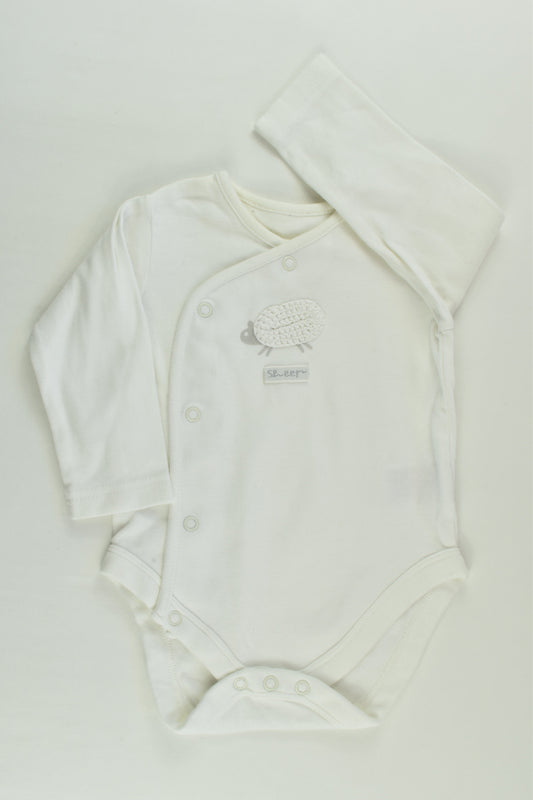 Mothercare Size 00 (3-6 months) Sheep Wrap Bodysuit