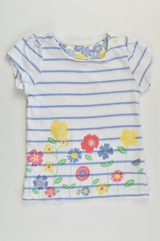 Mothercare Size 1 (12-18 months) Stripes and Flowers T-shirt