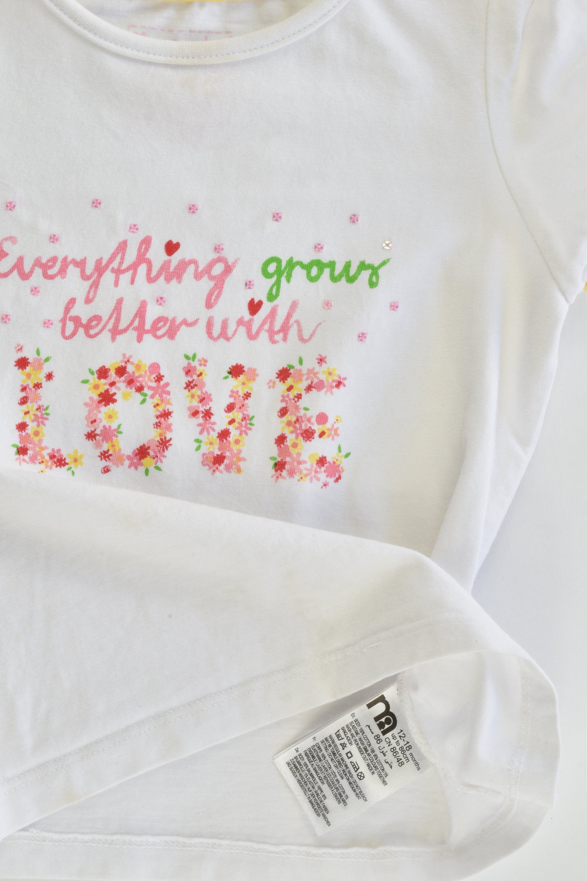 Mothercare Size 12-18 months "Everything Grows Better with Love" T-shirt