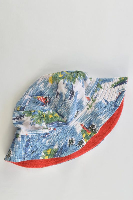 Mothercare Size 24-36 months (2-3) Reversible Sea/Red Terry Bucket Hat