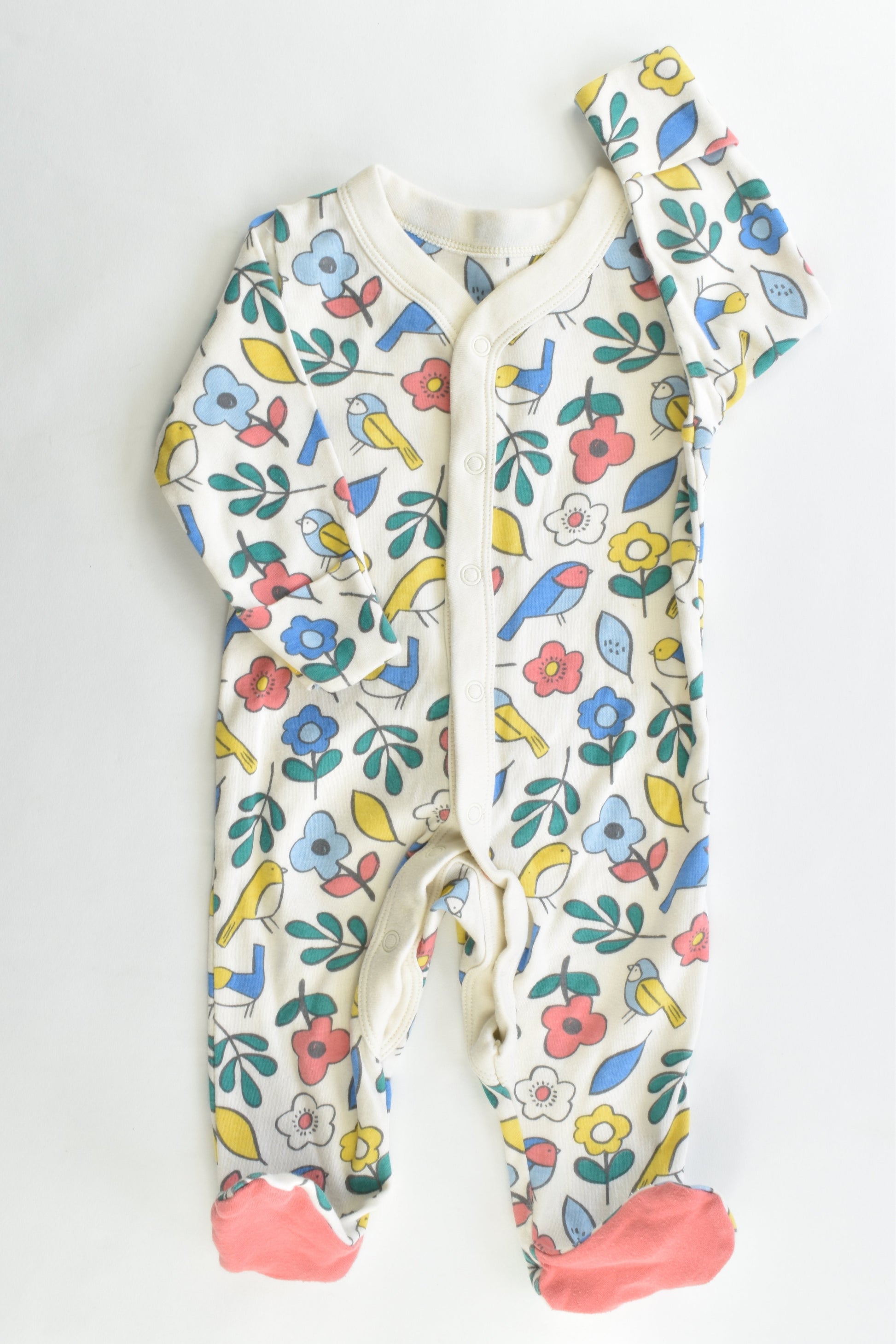 M&S Size 0-3 months (62 cm) Flowers and Birds Footed Romper