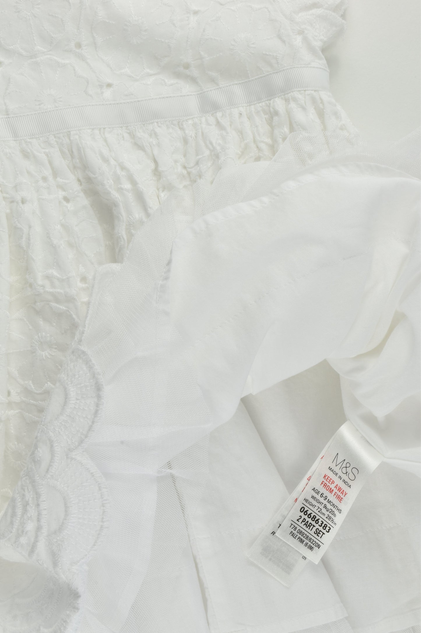 M&S Size 0 (6-9 months, 72 cm) Lined Lace Dress with Matching Bloomers