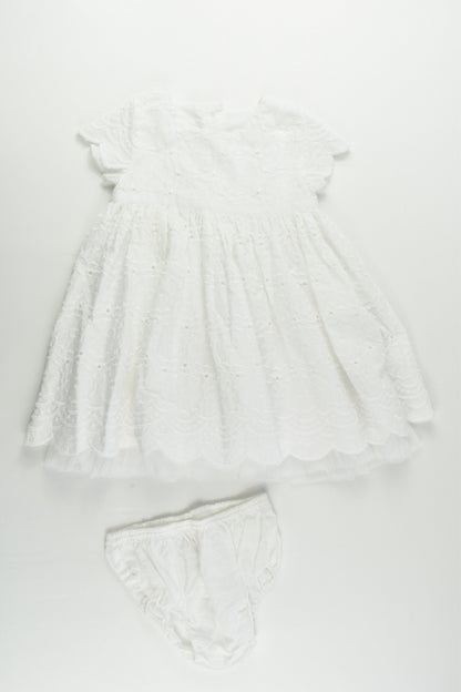 M&S Size 0 (6-9 months, 72 cm) Lined Lace Dress with Matching Bloomers