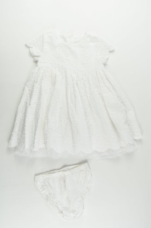 M&S Size 0 (6-9 months, 72 cm) Lined Lace Dress with Matching Bloomers