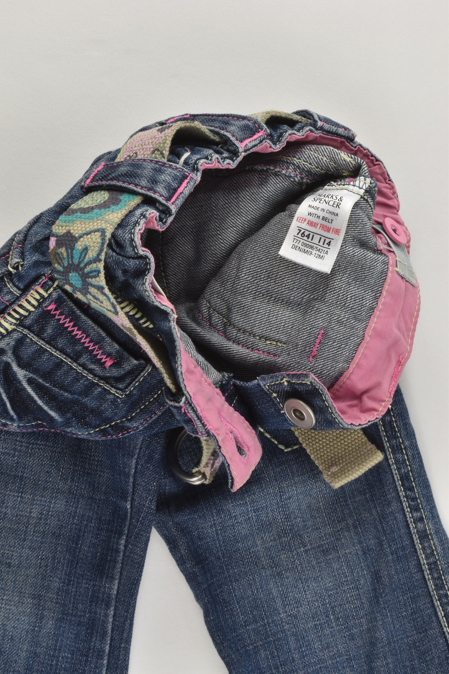 M&S Size 0 (9-12 months) Denim Pants with Belt