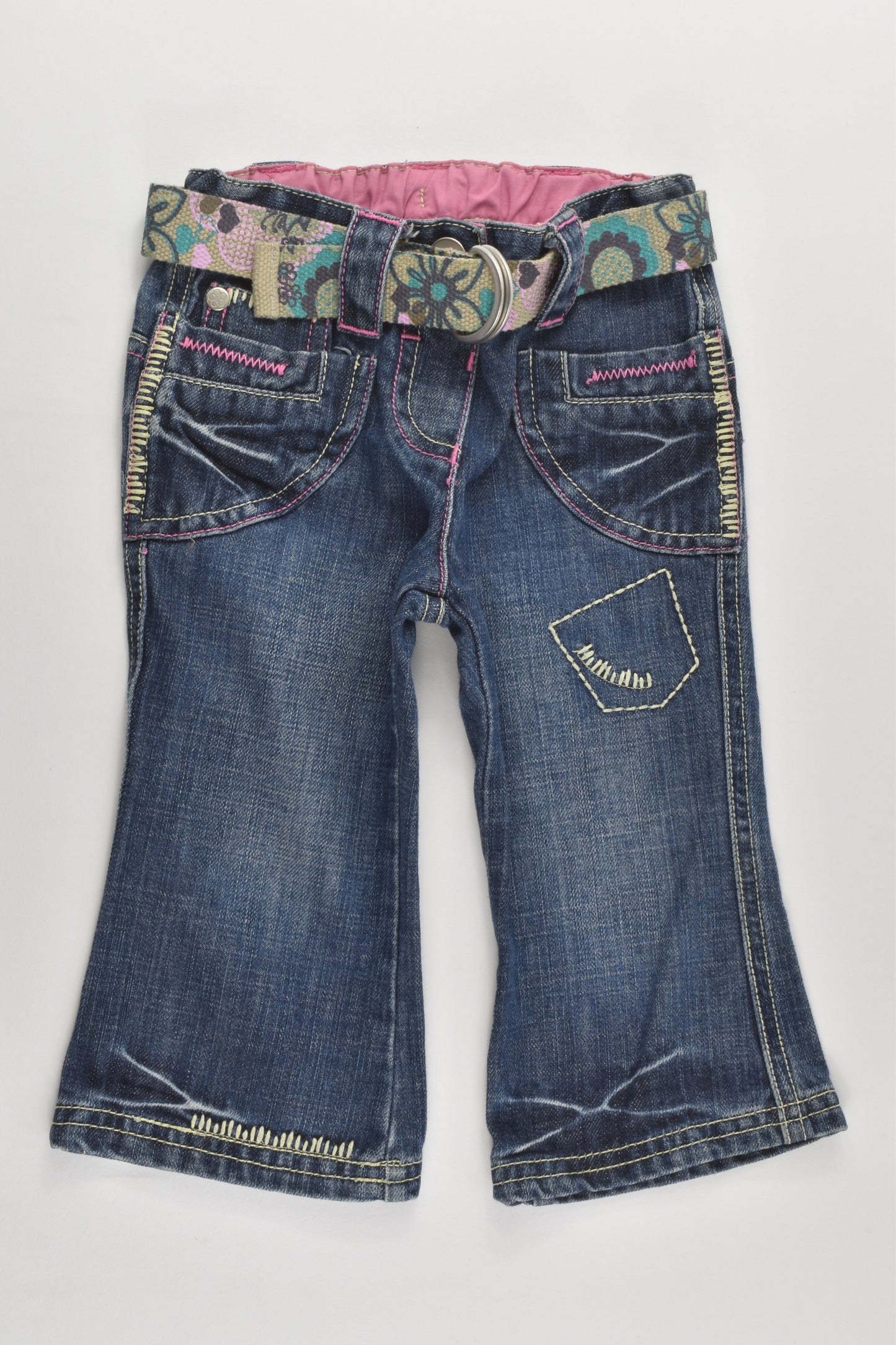 M&S Size 0 (9-12 months) Denim Pants with Belt
