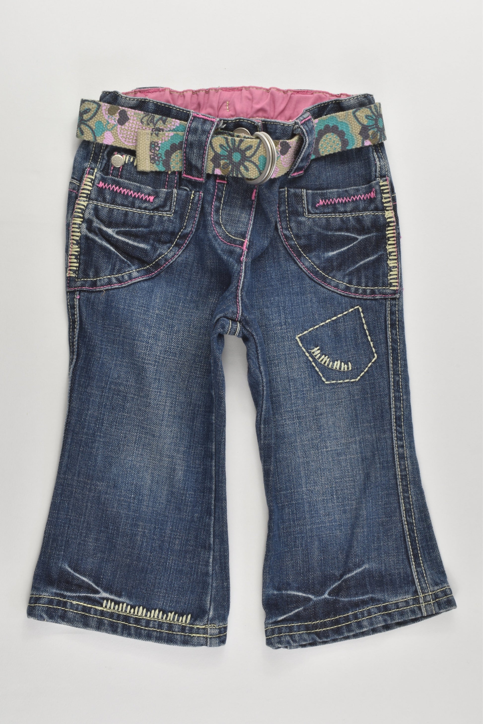 M&S Size 0 (9-12 months) Denim Pants with Belt