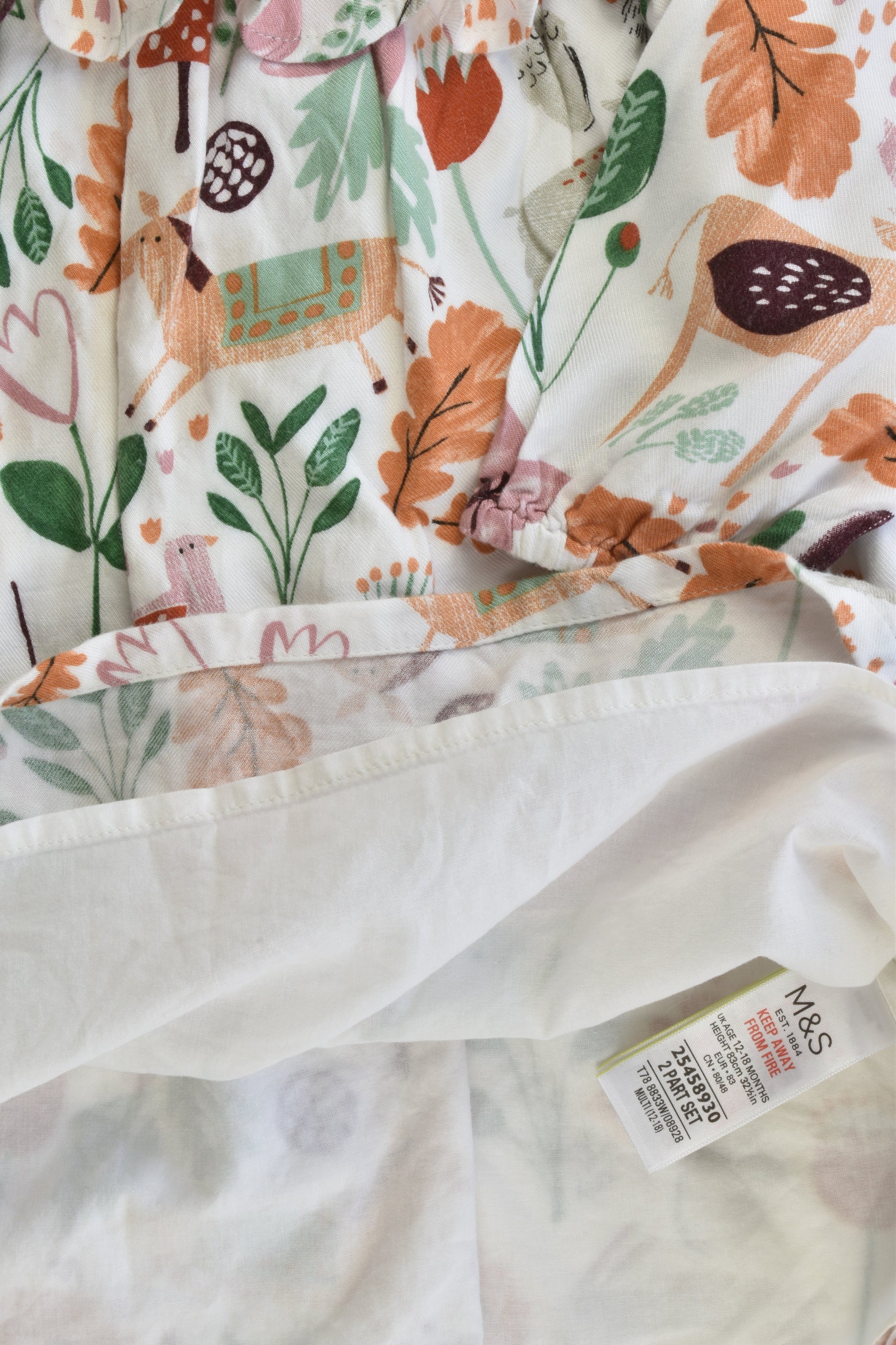 M&S Size 12-18 months Forest Lined Dress and Matching Tights