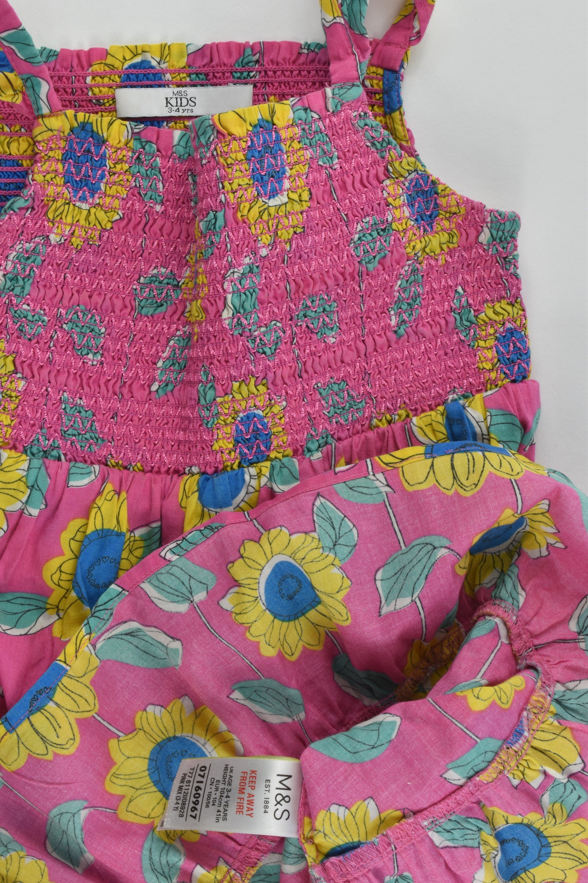 M&S Size 3-4 (104 cm) Sun Flowers Dress