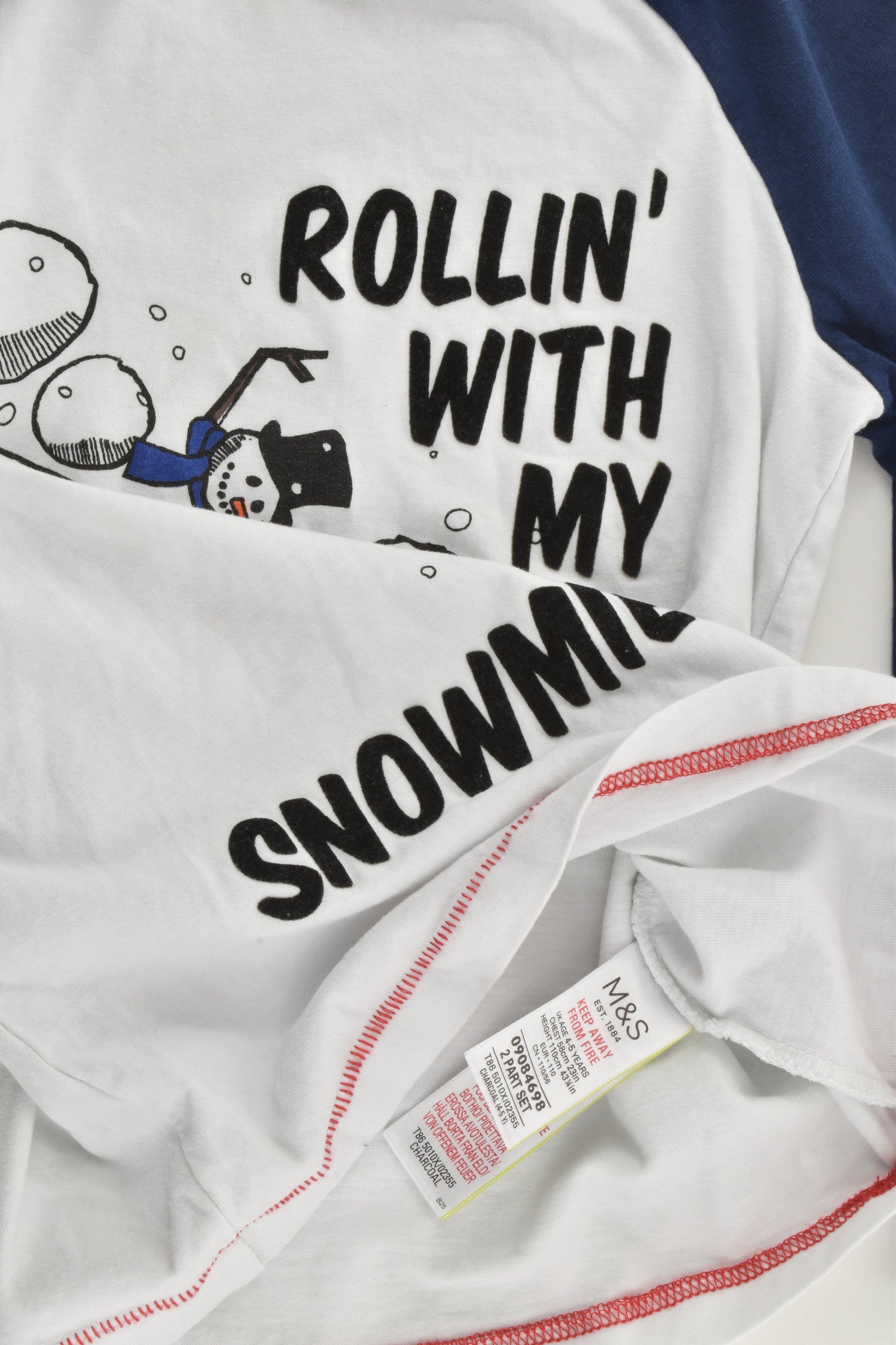 M&S Size 4-5 (110 cm) Rollin' With My Snowmies Top