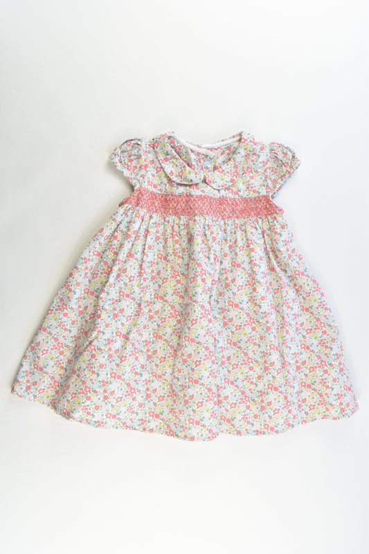 M&S Size 9-12 months Liberty Print Lined Smocked Dress