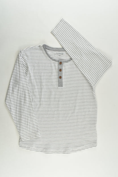 Mywear Size 7 (122 cm) Striped Three Buttons Top