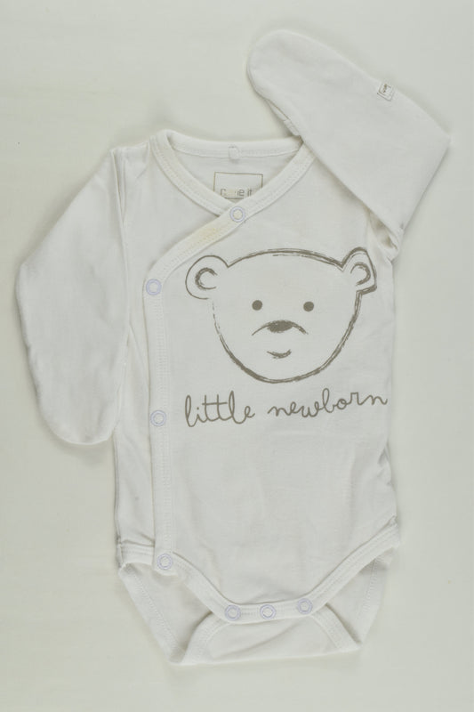Name It Size 0000 (50 cm) Organic 'Little Newborn' Teddy Wrap Bodysuit