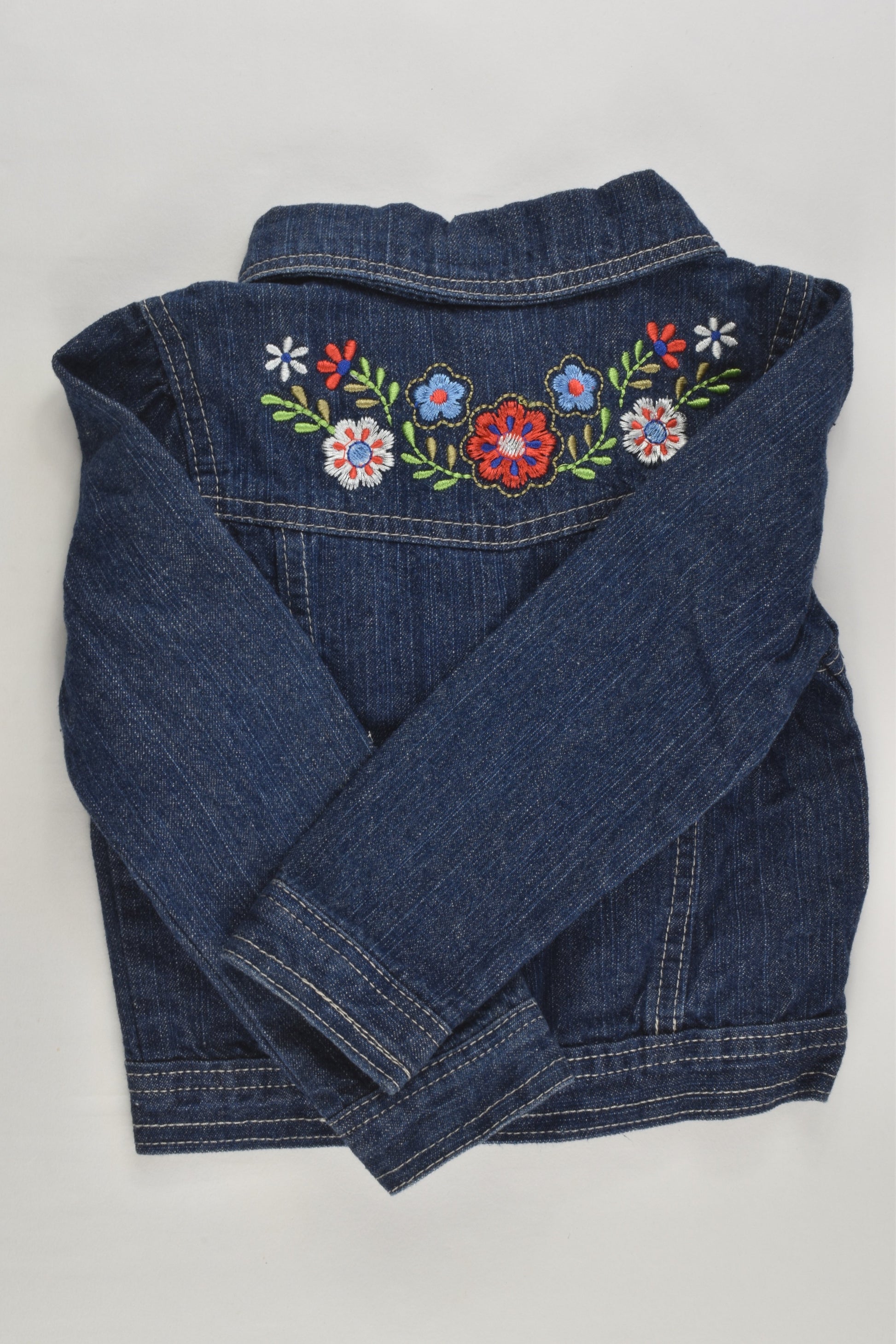 Nannette Kids Size 3 Denim Jacket with Floral Embroidery