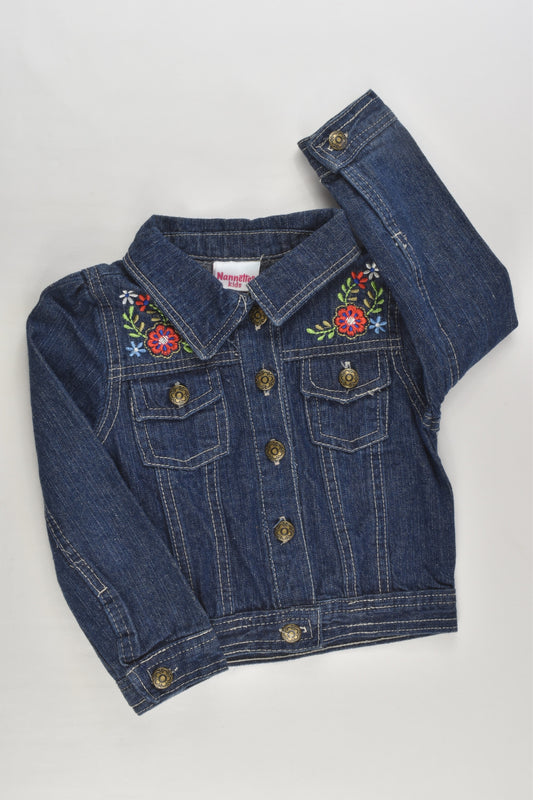 Nannette Kids Size 3 Denim Jacket with Floral Embroidery