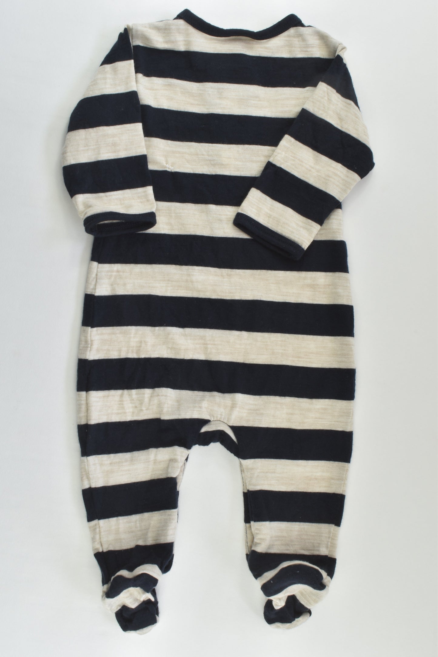 Nature Baby Size 00 (3-6 months) Striped Footed Merino Romper