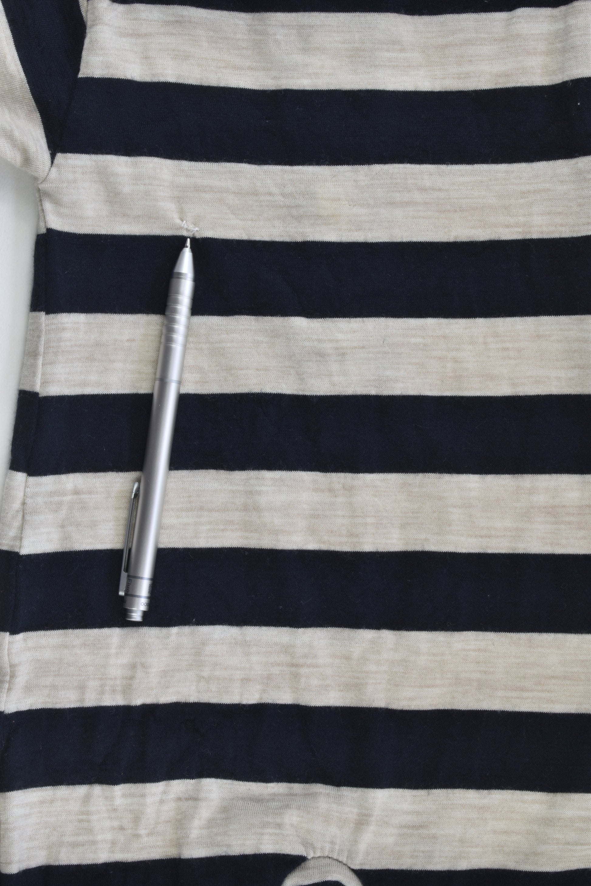 Nature Baby Size 00 (3-6 months) Striped Footed Merino Romper