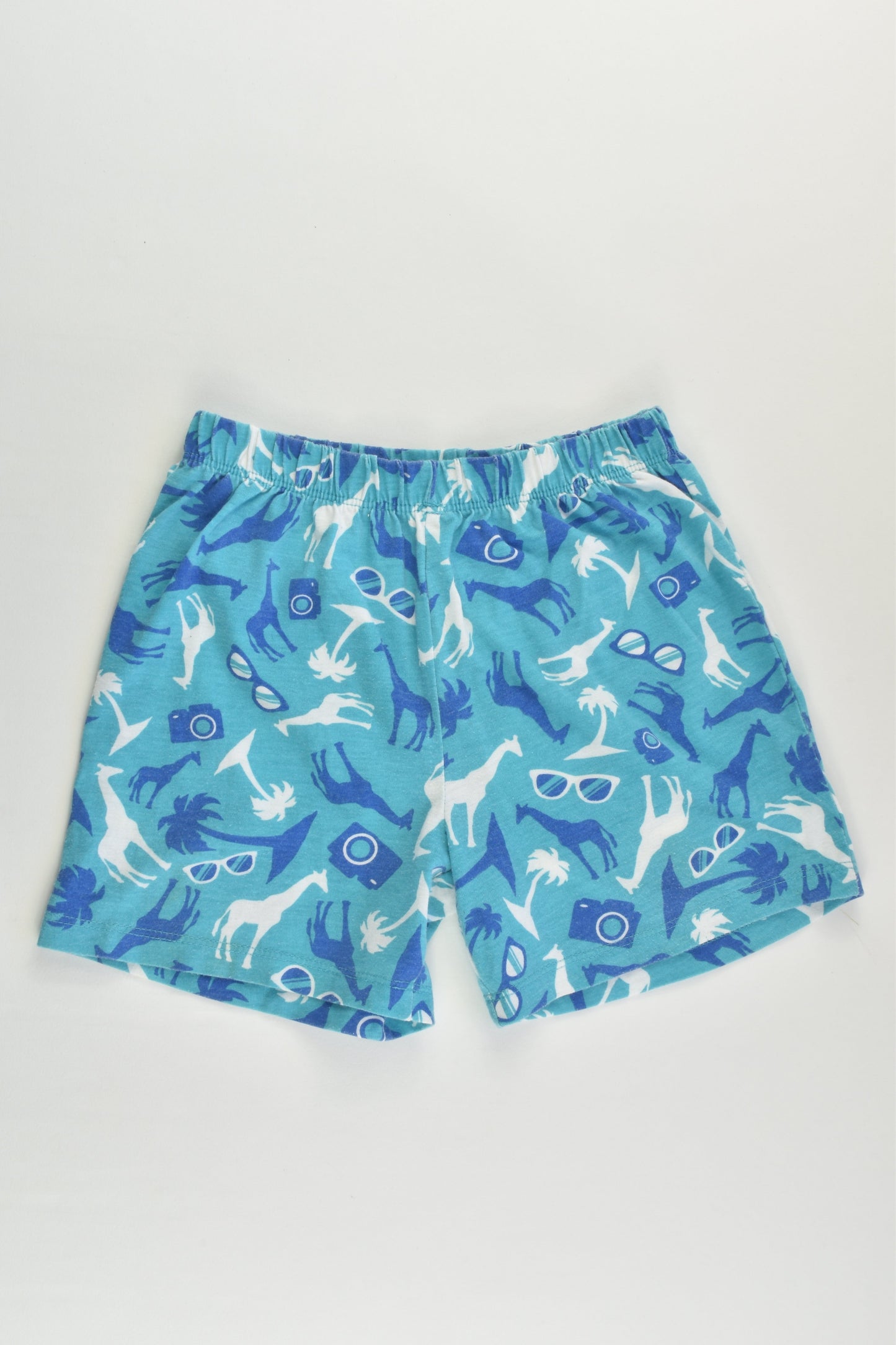 Neon Size 2 Giraffes, Palm Trees and Cameras Shorts