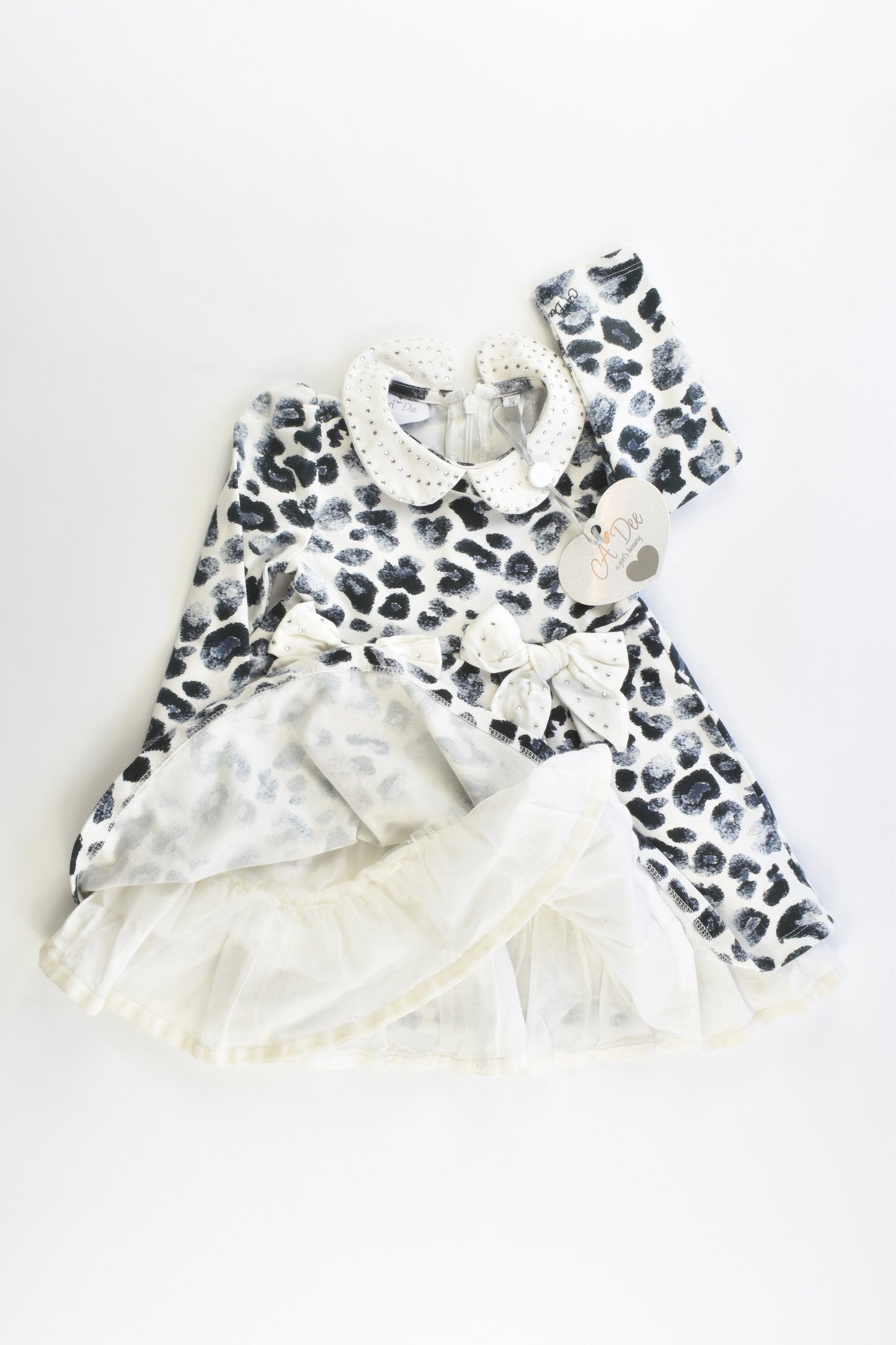NEW A Dee Size 0 (9 months, 74 cm) Snow Leopard Lined Dress