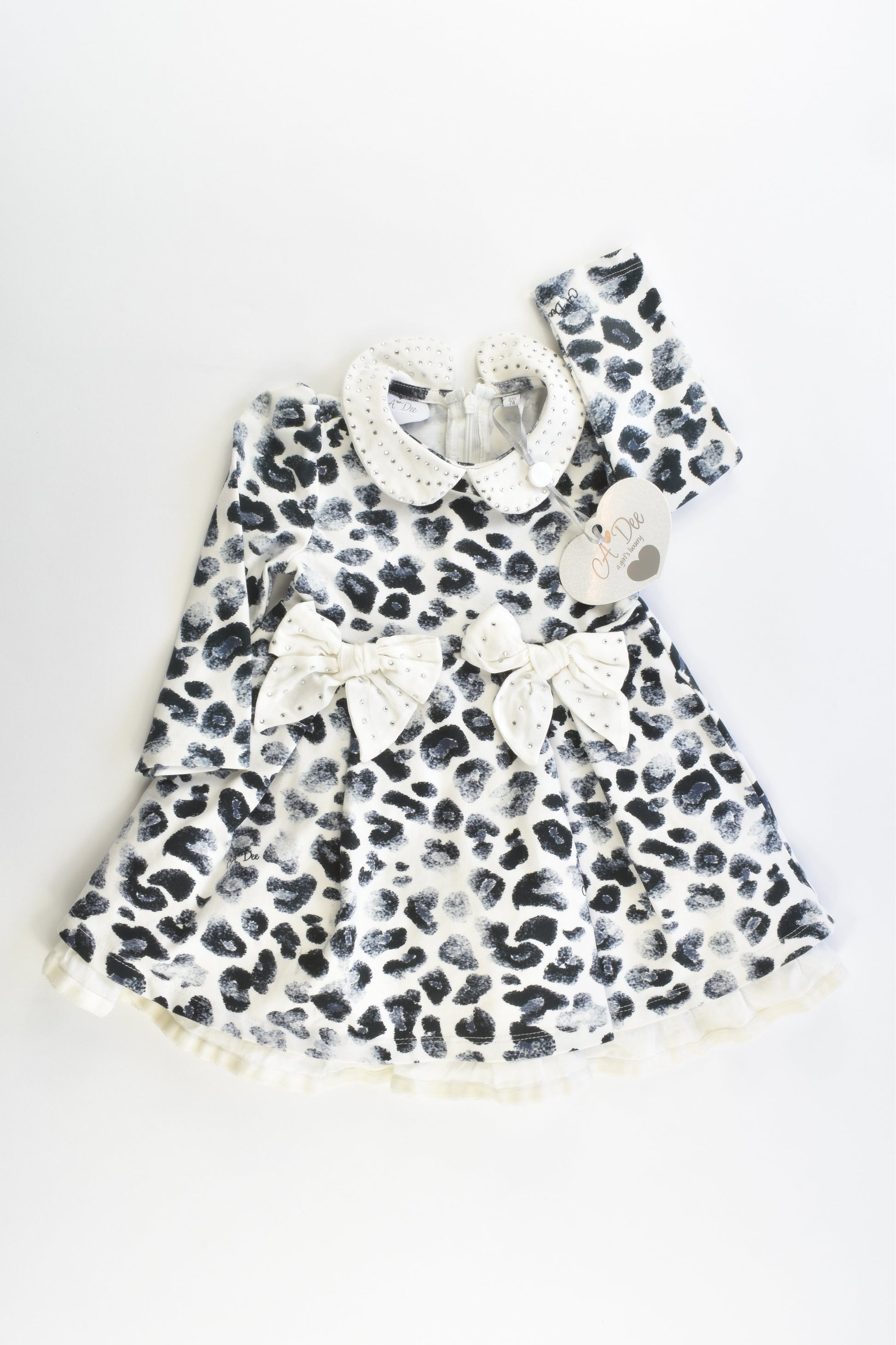 NEW A Dee Size 0 (9 months, 74 cm) Snow Leopard Lined Dress