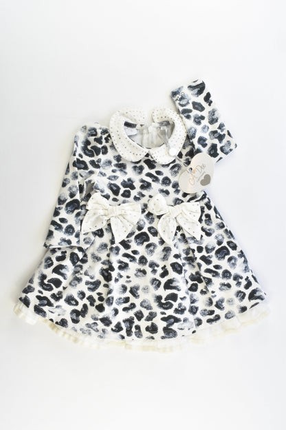NEW A Dee Size 0 (9 months, 74 cm) Snow Leopard Lined Dress