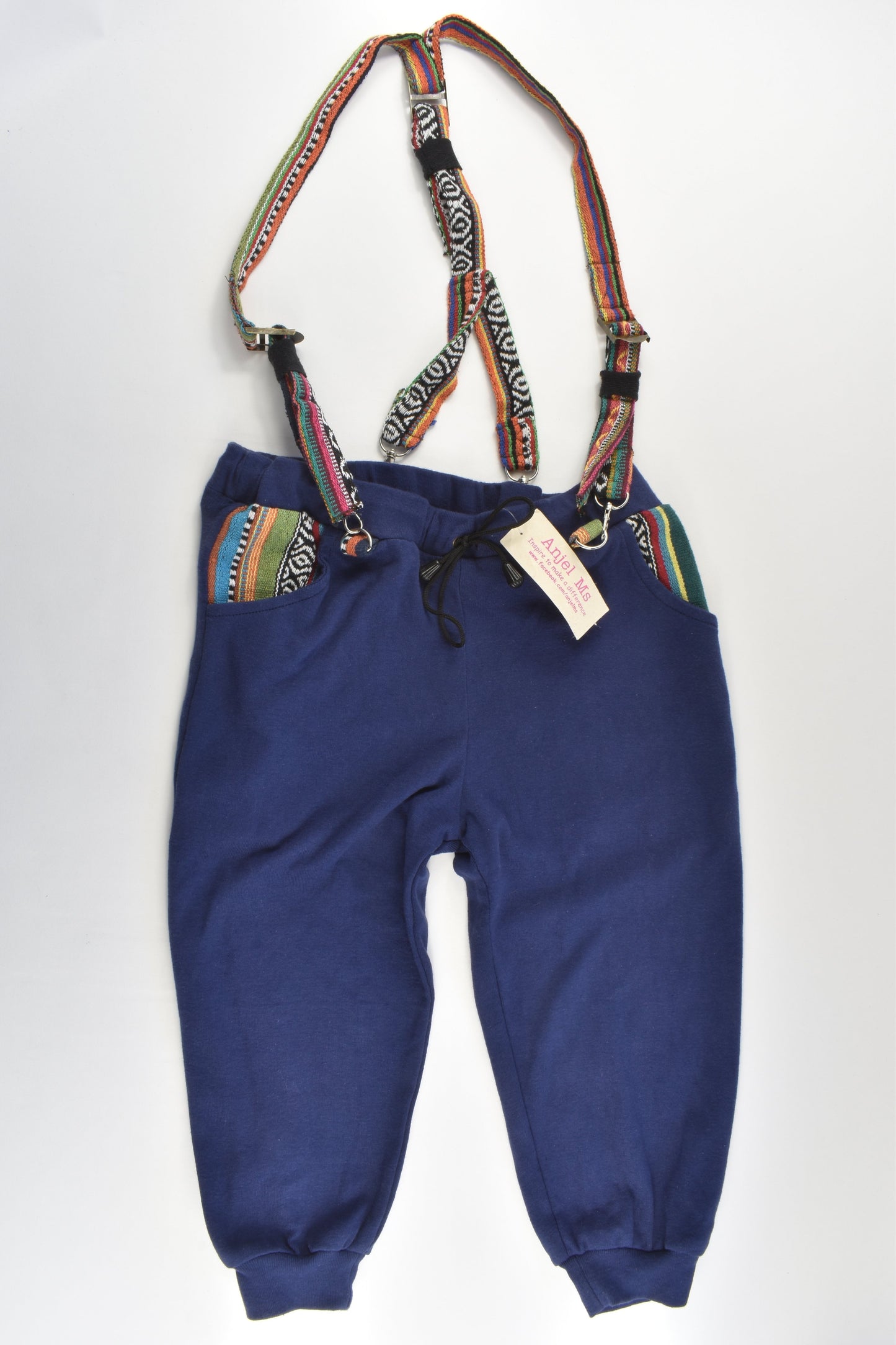NEW Anjel Ms Size approx 5-6 Baggy Loose Fit Nepal Suspender Pants