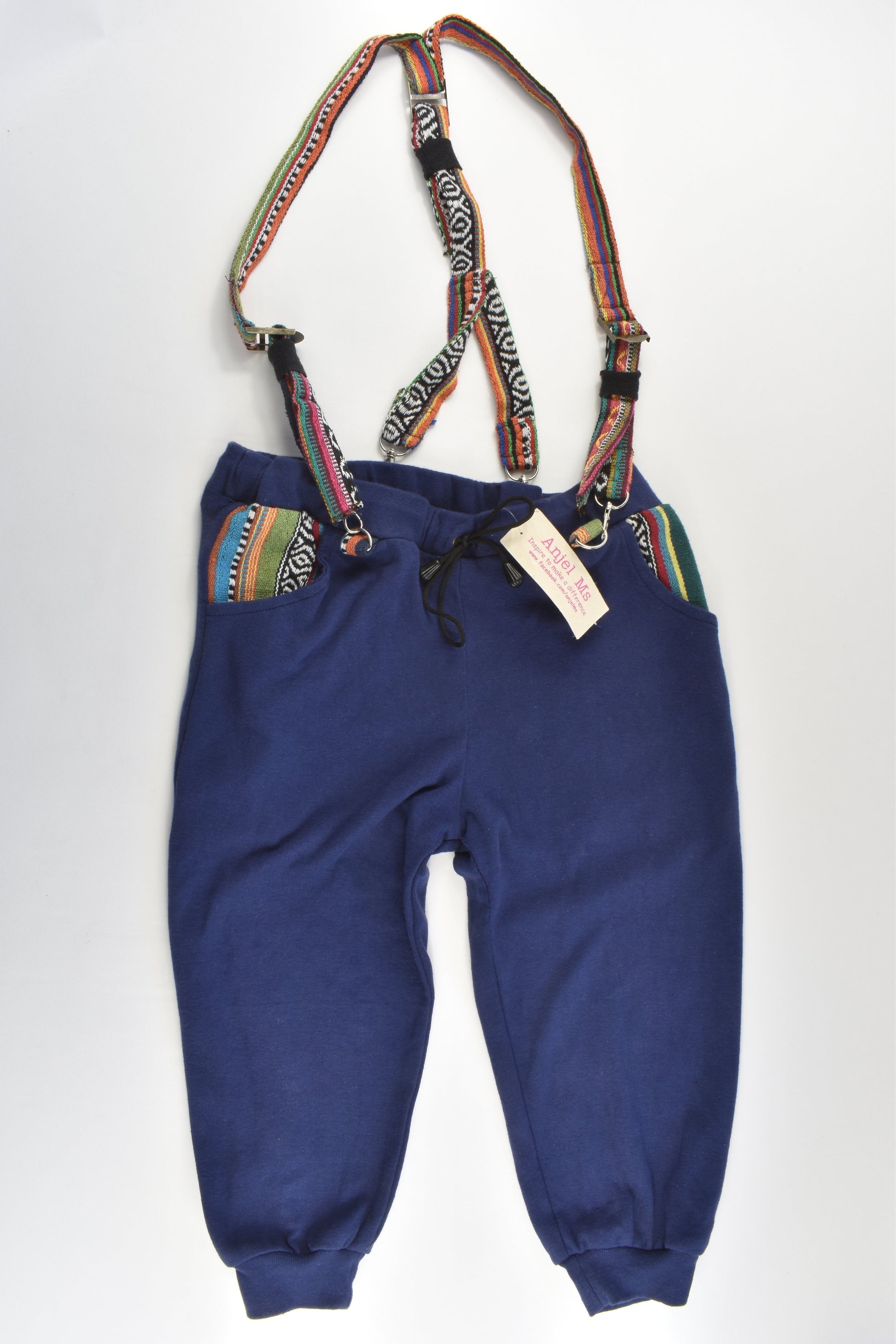 NEW Anjel Ms Size approx 5-6 Baggy Loose Fit Nepal Suspender Pants