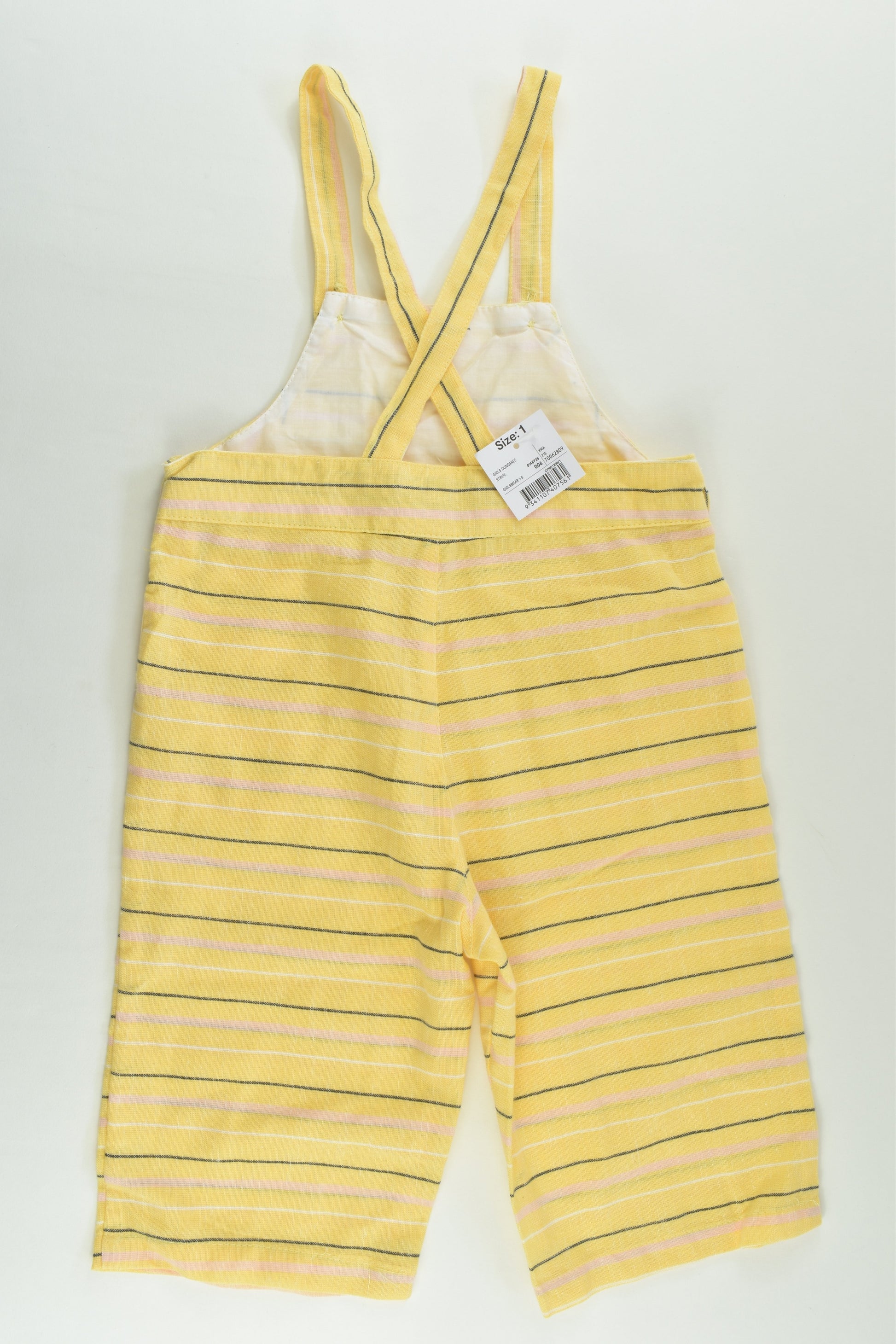 NEW Anko Size 1 Cotton/Linen Striped Overalls