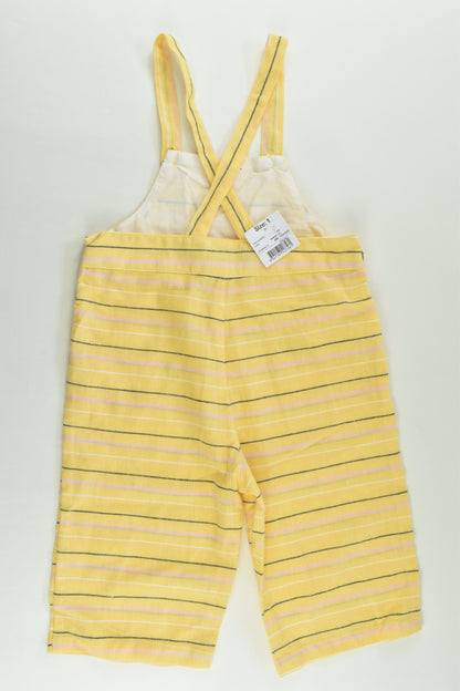 NEW Anko Size 1 Cotton/Linen Striped Overalls