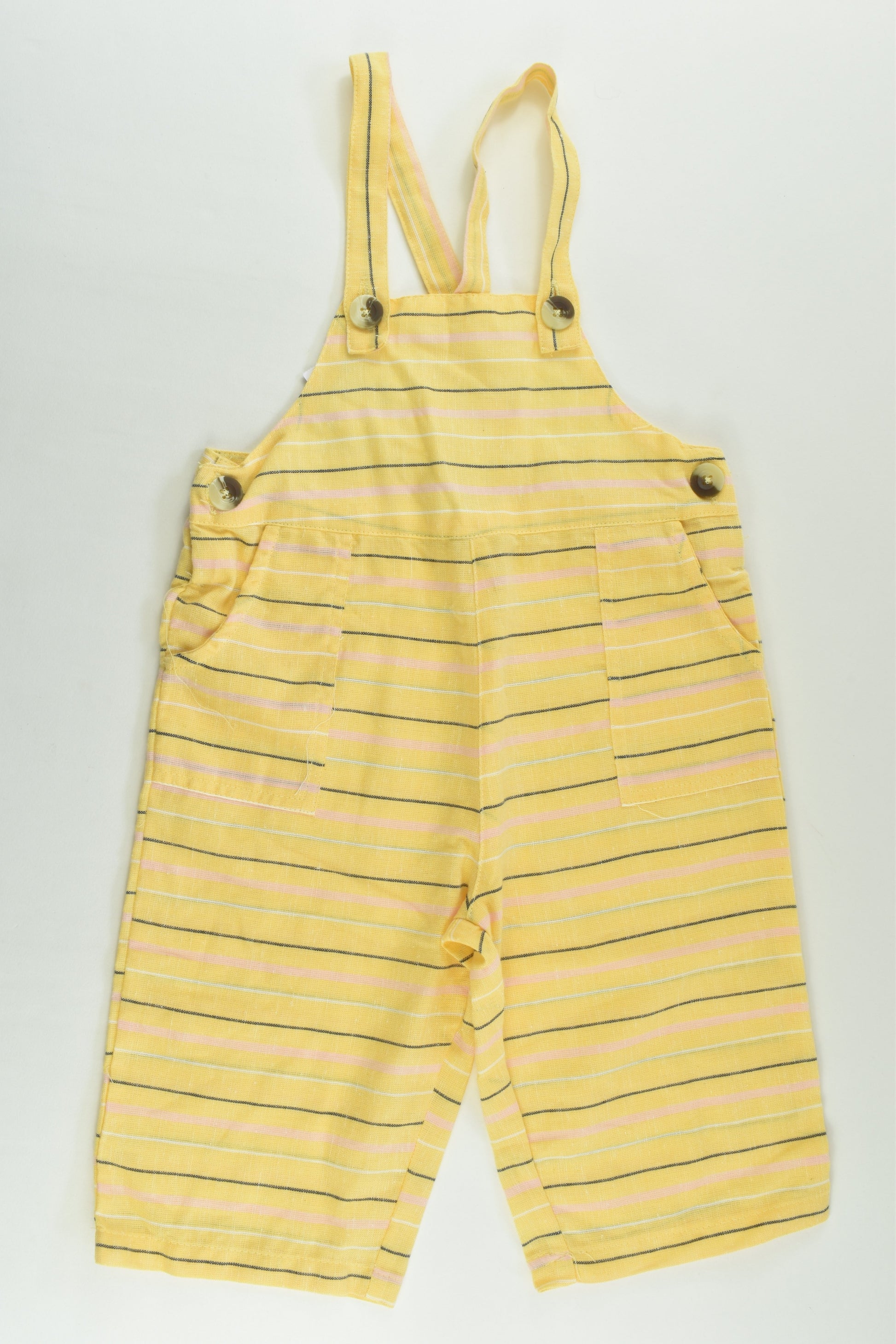 NEW Anko Size 1 Cotton/Linen Striped Overalls
