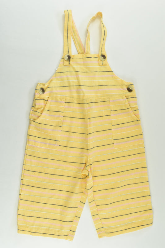 NEW Anko Size 1 Cotton/Linen Striped Overalls