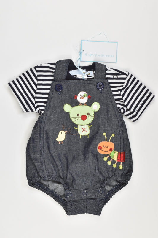 NEW Baby Ka-Boosh Size 0000 (56 cm) T-shirt and Soft Denim Romper