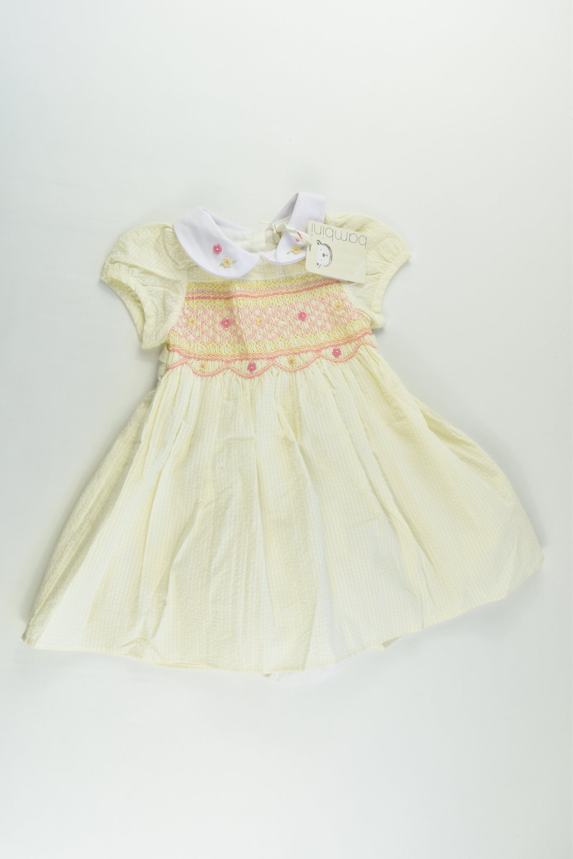 NEW Bambini by BHS Size 00 (3-6 months, 68 cm) Lined Smocked Dress with Matching Bloomers