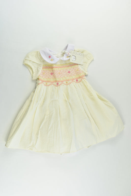 NEW Bambini by BHS Size 00 (3-6 months, 68 cm) Lined Smocked Dress with Matching Bloomers