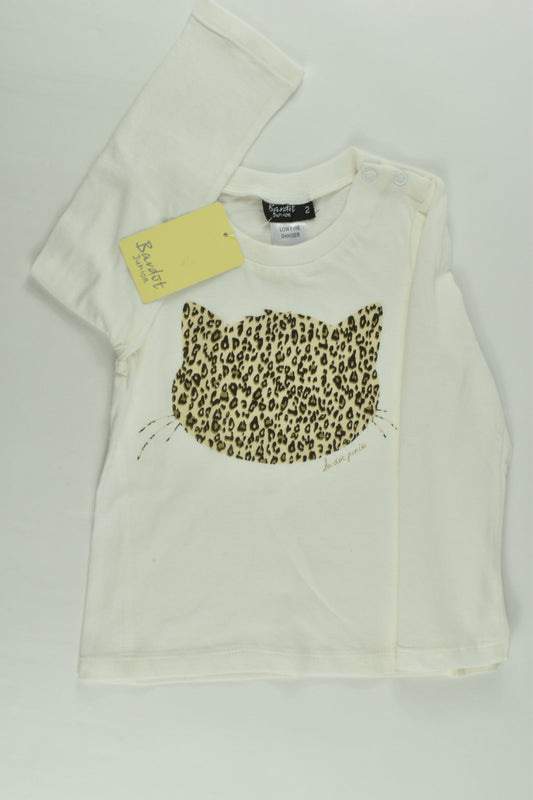 NEW Bardot Junior Size 2 Leopard Cat Top
