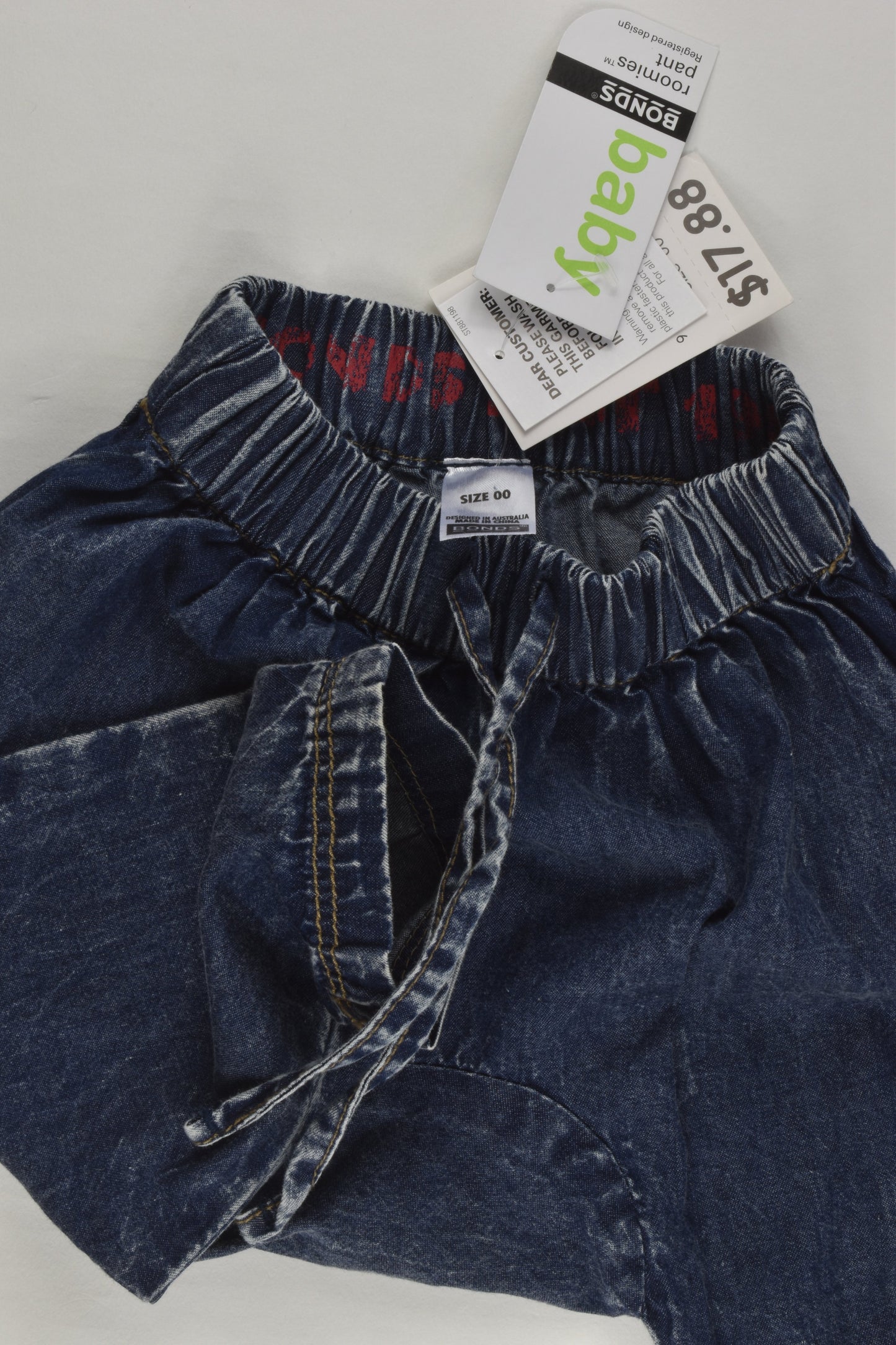 NEW Bonds Size 00 Lightweight Baggy Denim Pants
