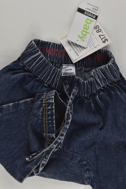 NEW Bonds Size 00 Lightweight Baggy Denim Pants