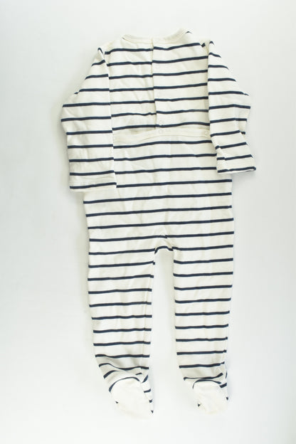 NEW Bout'Chou (France) Size 0-1 (18 months, 81 cm) 'Petit Bolide' Striped Footed Romper