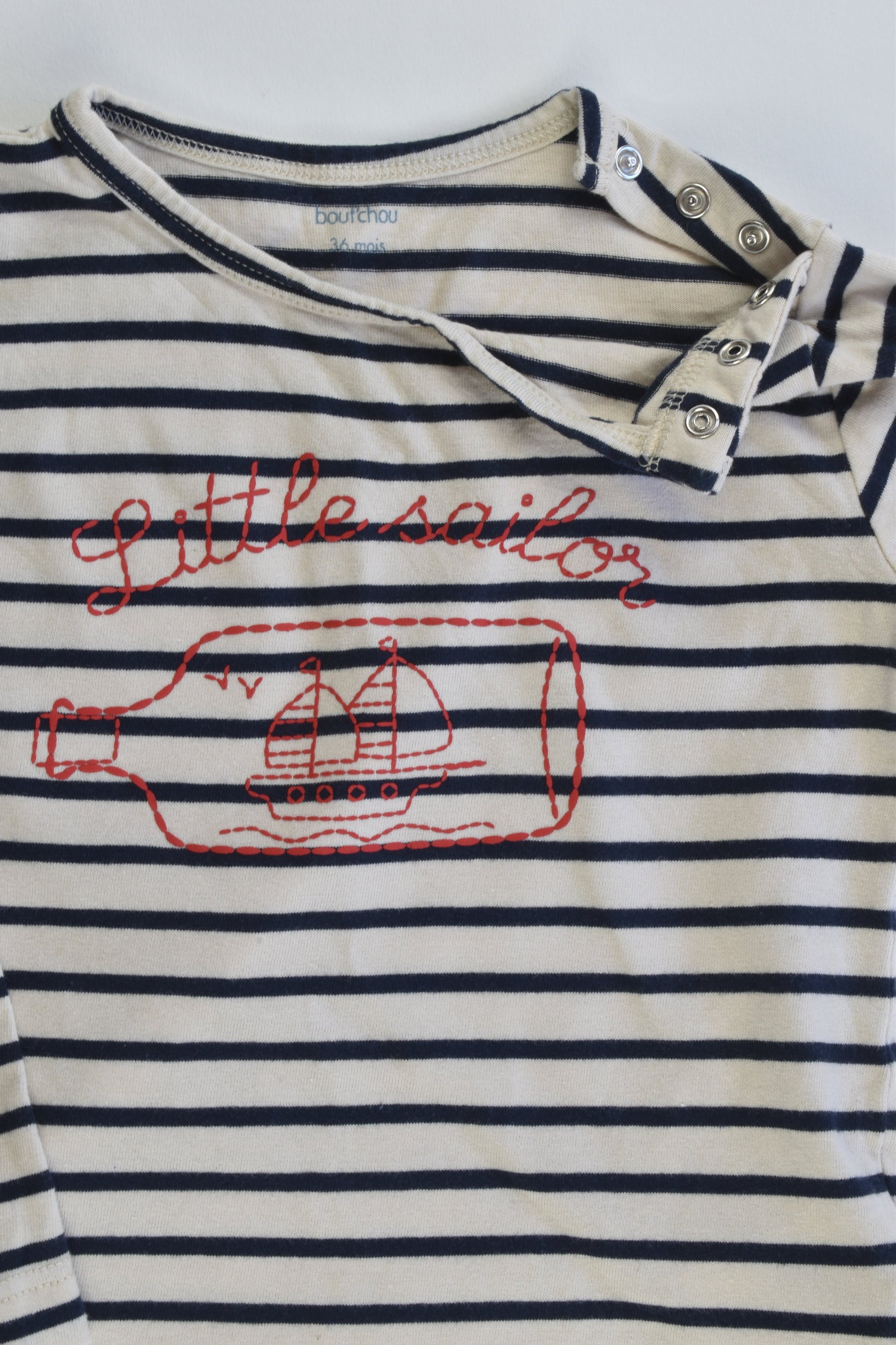 NEW Bout'Chou (France) Size 36 months (3) Striped "Little Sailor" Top