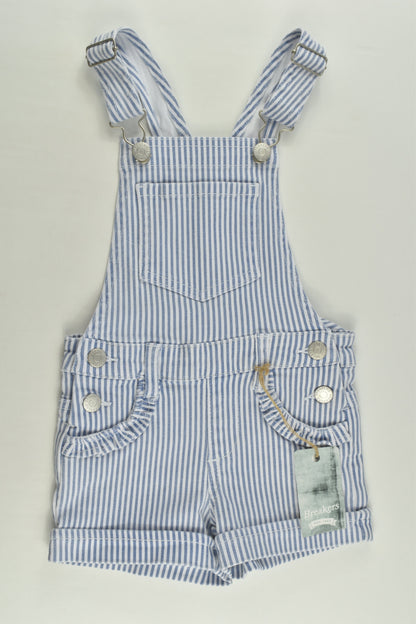 NEW Breakers Size 2 Stretchy Striped Short Overalls